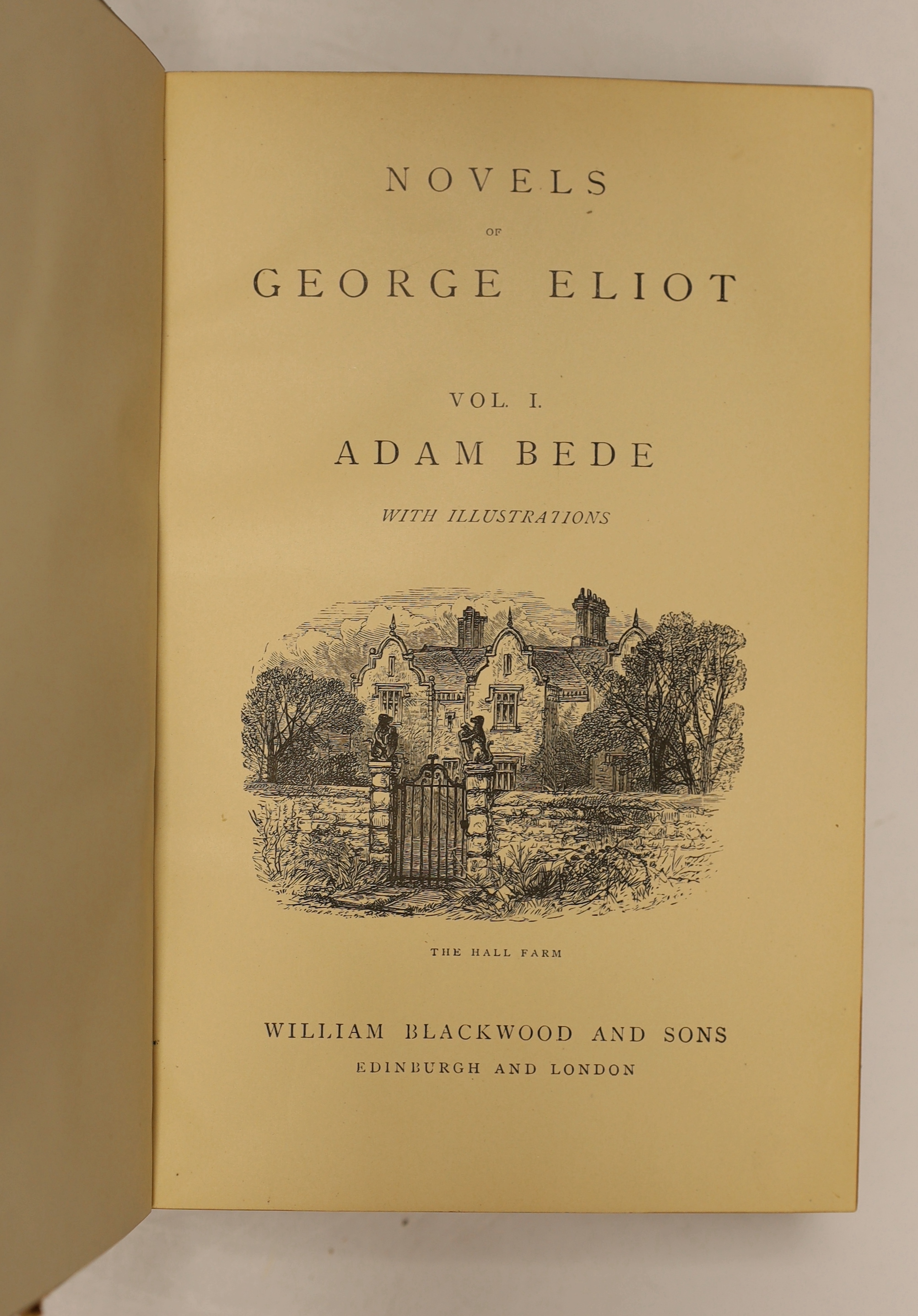 Eliot, George - new / stereotyped edition, 7 vols. with the original illustrations; contemp. half calf and marbled boards, gilt decorated and panelled spines with red and maroon labels, marbled edges and e/ps., cr.8vo. W